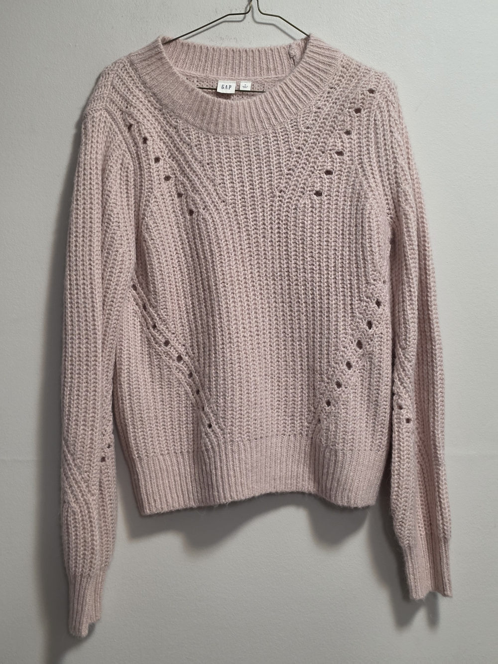 GAP Light Pink Chunky Knit Crewneck Wool & Alpaca Blend Sweater